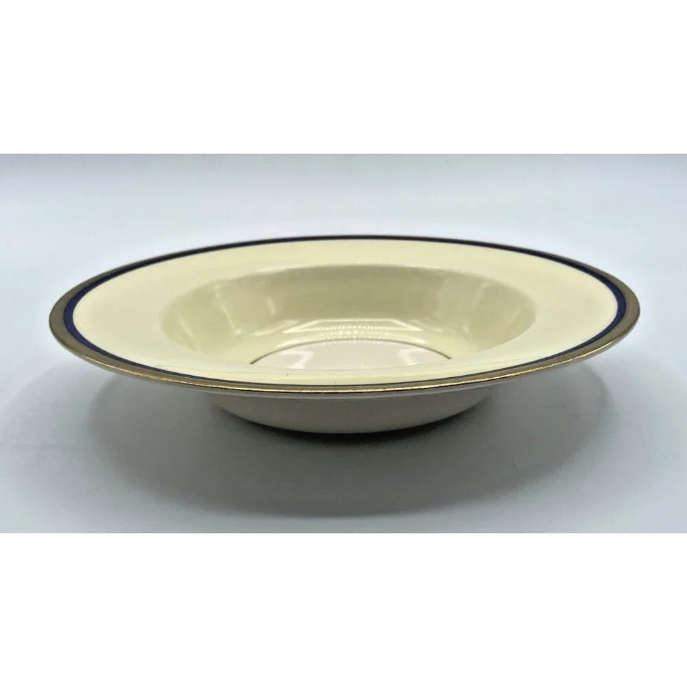 Myott Staffordshire England Cream Soup Bowls Set of 2 Cobalt Blue & Gold Rim